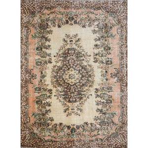 Alfombra de Lana Anudada a Mano Vintage Roja y Naranja Pae-3286, Diseño de Medallón Rectangular Tipo Rompecabezas para Sala de Estar, Pasillo, para Adolescentes - Product Image 1