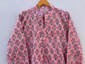 Vestido Midi de algodón étnico de verano hecho a mano para mujer, estampado de bloque Floral, silueta holgada, estilo informal, hasta el suelo, fiesta Natural - Product Image 2