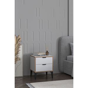 Mesita de noche de melamina de 2 cajones de diseño moderno Arden para dormitorio, sala de estar, apartamento u hospital, muebles para el hogar - Product Image 3