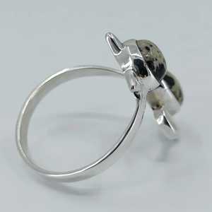 Anillo de Plata de Ley 925 con Jaspe Dálmata, Hecho a Mano, Estilo Boho, Joyería con Piedra de Nacimiento de Marzo, Regalo Perfecto para su Cumpleaños o Aniversario - Product Image 5
