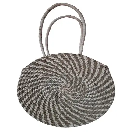 Werkspreis einzigartiges Design Handgewebe Weide natürlicher Sabai-Gras-Handtaschen feminin mit hübschem Schleife Damenhandtaschen