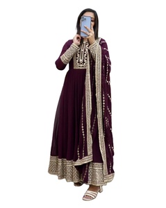 Hevy Blooming con Secuencia trabajo bordado totalmente cosido trabajo traje de bollwood indio - Product Image 1