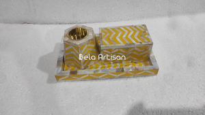 Chevron Bakhoor Brûleur Ensemble En Acier Inoxydable Perle Gris Nacre Incrustation Aromathérapie Diffuseur Porte-Encens pour Usage Aromatique - Product Image 3