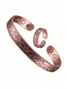 Gold Red Copper Plated Magnetic Bracelet <b>Bangle</b> Male <b>Men</b> Women Arthritis Pain Relief Magnets Healing Therapy Adjustable Bracelet - Product Image 3