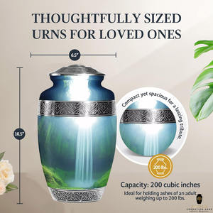 Urne funéraire Nature Waterfall pour cendres humaines, style américain et européen, écologique, design personnalisable, capacité de 220 pouces cubes - Product Image 4