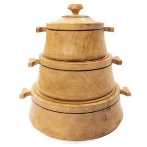 Nouvelle marmite en bois avec chauffe-plats de table intérieur en acier inoxydable meilleure qualité casserole de luxe faite à la main ronde en gros - Product Image 4