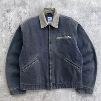 Chaqueta Bomber Reversible con Cremallera para Hombre, Otoño, para Exteriores, OEM, Ropa de Trabajo Personalizada, Logotipo Frontal, Poliéster/Algodón, Lona, Estilo Camionero, 12oz, Detroit
