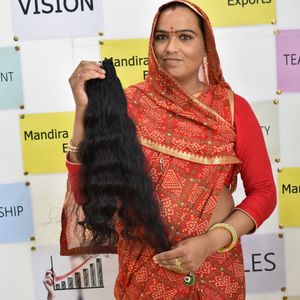 100% naturel vierge faisceaux cheveux lâche vague profonde ondulé noir couleur Machine Double trame tissage Extensions de cheveux humains - Product Image 1