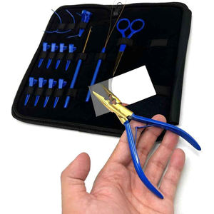 100% Stainless Steel Hair Extension Tools <b>Kit</b> with Hook Loop Hair Extension <b>Beads</b> Jar Small Thread Hair Parting Ring - Product Image 1