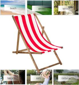 Nouvelle arrivée Chaise en bois massif pliante en toile à rayures marines pour jardin extérieur et plage - Product Image 4