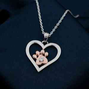 จี้รูปหัวใจ/อุ้งเท้าสัตว์ สไตล์มินิมอล เงินแท้ 925 ชุบโรเดียมสองสี ของที่ระลึก ขายดี - Product Image 6