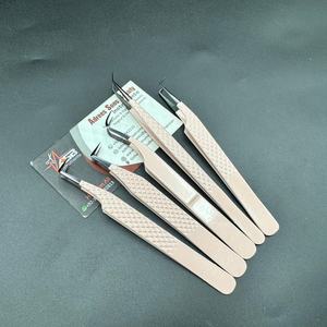 Pince à épiler d'extension de cils professionnelle Peach Nude & Black Diamond Grip Custom Sustainable Steel Stainless Volume Tip - Product Image 4