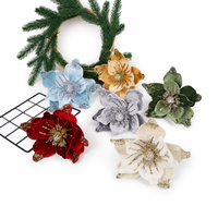 18 cm Samt-Kunstweihnachtssterne Blumenzweige Weihnachtsbaumschmuck Festliche Partydekoration Blumenstiele