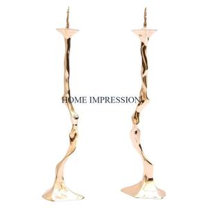 Candelabros de mesa de latón puro y cristal, Juego de 3 tamaños diferentes, decoración de artículos de mesa, candelabro de Metal a la venta - Product Image 2