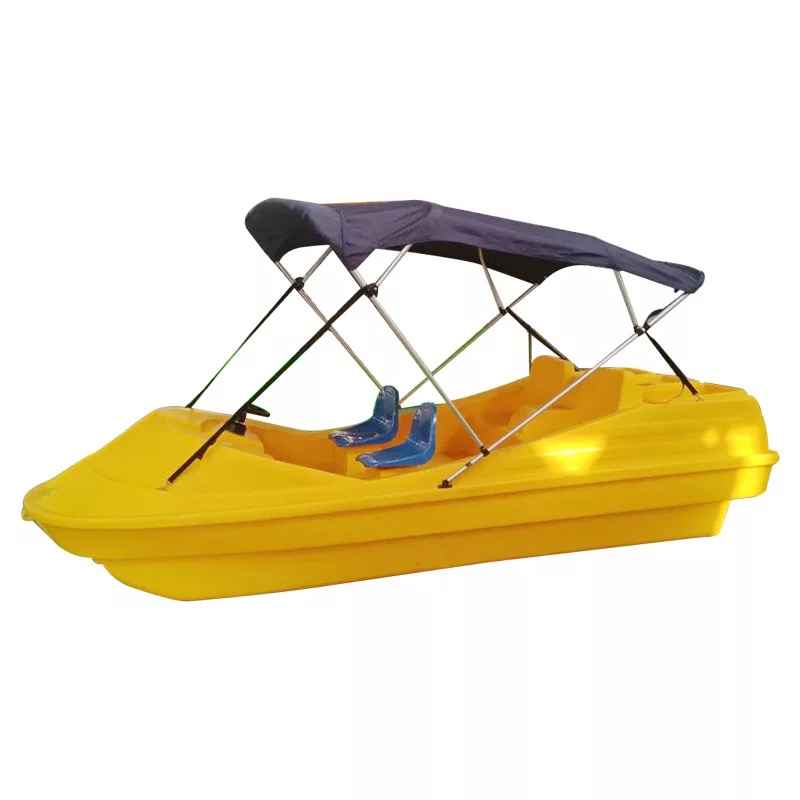 Amarelo 4 pessoas polietileno elétrico barco com um sistema Water Bike Pedal e Slide