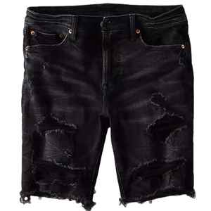 Conception personnalisée impression hommes noir délavé Baggy lâche Denim pantalon doux décontracté coton Streetwear homme jean Shorts - Product Image 1