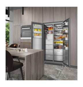 Réfrigérateur côte à côte en acier inoxydable avec porte vitrée noire et distributeur de glace - Product Image 5