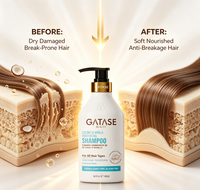 GATASE Shampooing Premium Bio Sans Silicone Coco Vanille Anti-Frisottis Hydratant Fortifiant Réparateur Capillaire Volumisant