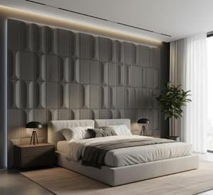 Panneau mural rectangulaire en pierre artificielle gris foncé texturé |   Revêtement Glam PU léger et durable pour la maison et le bureau - Product Image 2