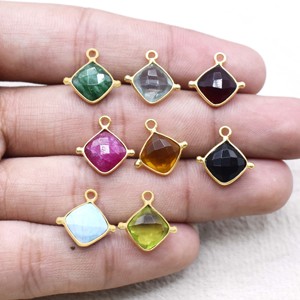 <b>Labradorite</b> Birthstone Bezel <b>Pendant</b> Cushion Shape With Three Rawa TIny Charm Handmade <b>Pendant</b> Jewelry - Product Image 3