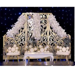 Panel de Escenario Moderno para Eventos Nocturnos, Panel de Escenario para Recepción de Bodas Americanas con Corte Láser, Telones de Fondo Dorados con Corte Láser, Tendencia en EE. UU. - Product Image 1