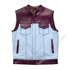 Chaleco de cuero genuino de calidad premium las alas que caminan negro con botón cubierto Dos bolsillos exteriores transpirables para el invierno - Product Image 1