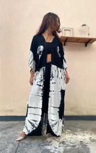 2022 Tie Dye Bohemian Loungewear Set para mujer Tamaño libre 3/4 Mangas Hasta el suelo Ropa de playa Kimono para vacaciones de verano - Product Image 3