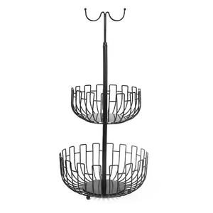 Cuenco de cesta de frutas de 2 niveles con colgador de plátano para encimera de cocina, soporte de almacenamiento desmontable para frutas y verduras, estante de exhibición - Product Image 2