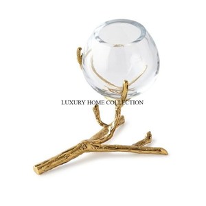 Bougeoirs décoratifs de table très exigeants ensemble de 3 bougeoirs de luxe polis à l'or antique pour la maison et le mariage - Product Image 5