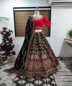 Grand Festive Wear Lehenga Choli: Magníficos diseños para con intrincado bordado Ethereal Ruffle Detailing Bandhgala - Product Image 1