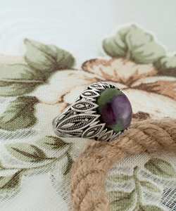 Anillo de filigrana de zoisita rubí único hecho a mano para mujer, anillo de cóctel de diseño Floral Vintage de plata de 925K, regalo de boda perfecto para ella - Product Image 4