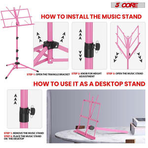 5 Core Music <b>Stand</b> Adjustable <b>Desktop</b> Book <b>Stands</b> Portable Sheet Holder All Metal Foldable Bookstand - Product Image 6