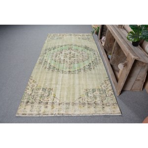 พรมตุรกีวินเทจขนาดใหญ่4.2x8.3ft ทำด้วยมือผ้าขนสัตว์มียางสีเขียวเย็บปะติดปะต่อกันออกแบบสำหรับห้องโถงหรือห้อง - Product Image 3