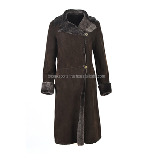 2026 OEM Hot Selling Dark Brown Sheepskin Leather Shearling Coat For Women's High Quality <b>Plus</b>-<b>Size</b> Low Moq Winter Fashion Coats - Product Image 1