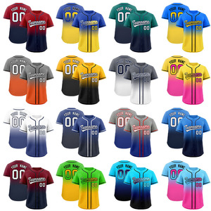 Nuevo diseño Original con botones bordado Logo nombre rayas uniforme de béisbol camisa sublimada impresa camiseta de béisbol para hombres - Product Image 2