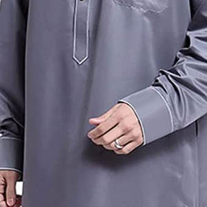 Thobe arabe Jubbah en polyester confortable pour hommes, XXL, longue abaya avec logo personnalisable, vêtements islamiques pour adultes musulmans - Product Image 5