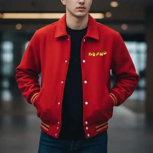 Veste universitaire slim fit pour homme, style streetwear, design tendance pour le collège, avec col montant pour l'hiver - Product Image 3