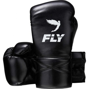 Gants d'entraînement de boxe en cuir véritable de haute qualité, personnalisés, à lacets, noirs, pour adultes, pour le kickboxing - Product Image 1