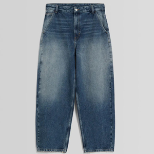 Bon marché Streetwear Pantalon en coton de style baggy Pantalon long et droit Pantalon en denim à jambes larges pour homme Mode personnalisée OEM - Product Image 2