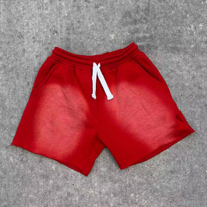 Short délavé à l'acide de couleur personnalisée pour hommes, confortable et décontracté, taille XS, tissu éponge, décoration à motif vintage, vente au design simple et simple - Product Image 3