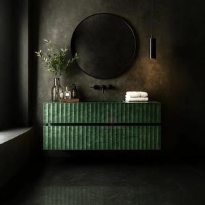 사용자 정의 Adaggio 골드 대리석 화장대 플로팅 천연석 욕실 싱크대 서랍과 럭셔리 인테리어를위한 현대적인 럭셔리 디자인 - Product Image 4