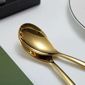 Stainless Steel Flatware Titanium Plated <b>Gold</b> <b>Utensils</b>, Elegant Cutlery for Home Wedding Dinner Party - Product Image 2