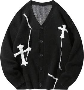 Pull à col rond pour homme, automne-hiver, coupe ample, motif imprimé, tricoté, marque tendance, couleur contrastée, design décontracté, anti-rétrécissement - Product Image 3