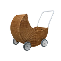 Poussette pour poupées en rotin naturel rustique Handwicker, poussette unique pour poupées, Moon Strolley, prix intéressant, fabriqué en usine au Vietnam