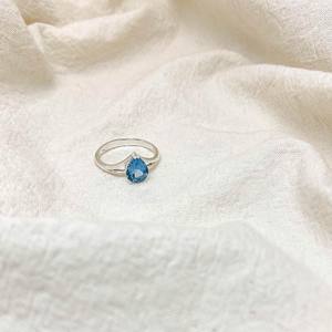 12x8mm corte de pera Aqua Blue CZ solitario anillo de compromiso en forma de lágrima de plata promesa clásica joyería de moda al por mayor OEM - Product Image 5