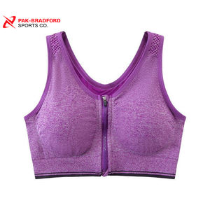 Custom Logo High Quality Women's <b>Zip</b> <b>Front</b> <b>Sports</b> <b>Bra</b> for Hot Yoga Fitness & Gym Running-Plus Size Included Breathable Seamless - Product Image 3