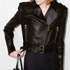 Veste en cuir véritable de haute qualité pour femmes d'hiver femmes en cuir d'agneau véritable Bomber Biker Jacket - Product Image 5