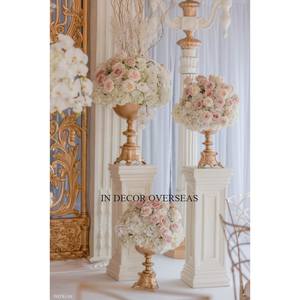 Ensemble de 2 haute qualité plaqué or métal robuste fait fleurs affichage trompette Vase décoration de mariage pièce maîtresse fournitures - Product Image 4