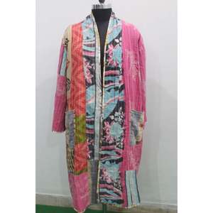 Robe de plage réversible vintage en coton Kantha pour femme, style bohème, vêtement vintage - Product Image 6