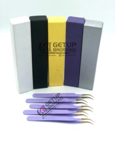 แหนบต่อขนตาปลอมปลายโค้งสีทองแบบมืออาชีพอุปกรณ์เสริมความงามออกแบบโลโก้ได้ตามต้องการ - Product Image 6